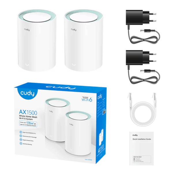 CUDY M1500(2-PACK) AX1500 GIGABIT DUAL BAND WI-FI 6 MESH SOLUTION